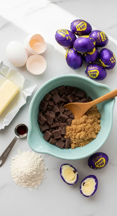 Chocolate Cadbury Egg Cookies Recipe - ingredients preparation